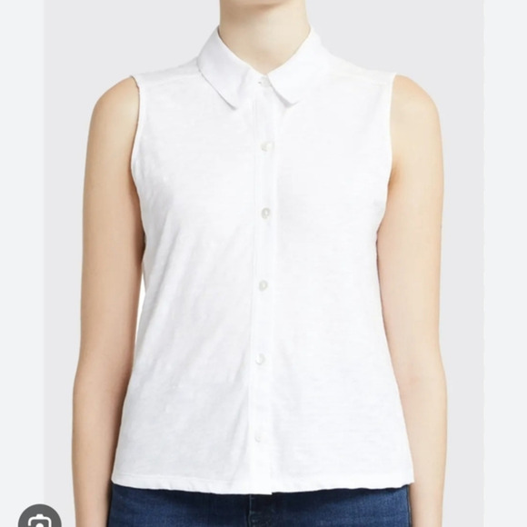 Theory Shrunken Shirt Button Up‎ Tank - Picture 1 of 6